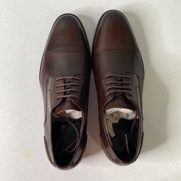 Zanzara Gauguin Cap Toe Oxford Brown Leather Lace Up Low Top Dress Shoe - Picture 14 of 16